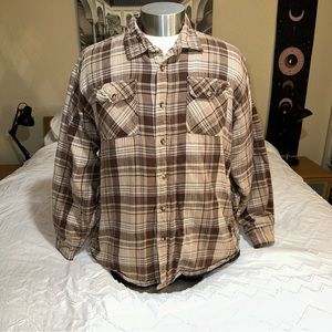 Wrangler | Quilted Lined Flannel Plaid Shirt Jacket Shacket Distressed Button Up